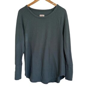 Chaser Long Sleeve Ribbed Thermal Long Sleeve Top Teal Blue Green XL